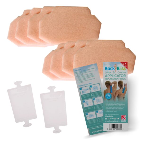 View of eight washable replacement pads for the BackBliss lotion applicator