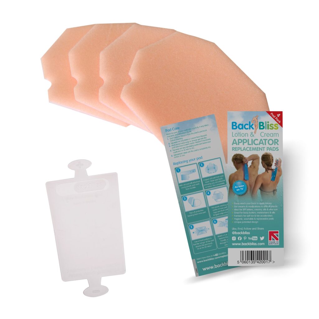 Four replacement washable pads for the BackBliss lotion applicator