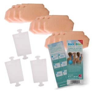 12 replacement pads for the BackBliss lotion applicator, each of which is washable.